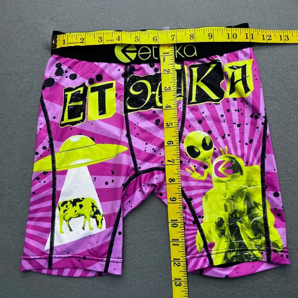Ethika Alien UFO‎ Cow Boxer Briefs Mens Small Pink Neon Yellow Staple Underwear